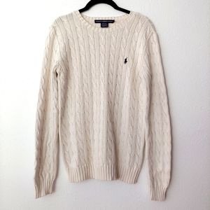 Ralph Lauren Cable Knit Sweater, White/Cream